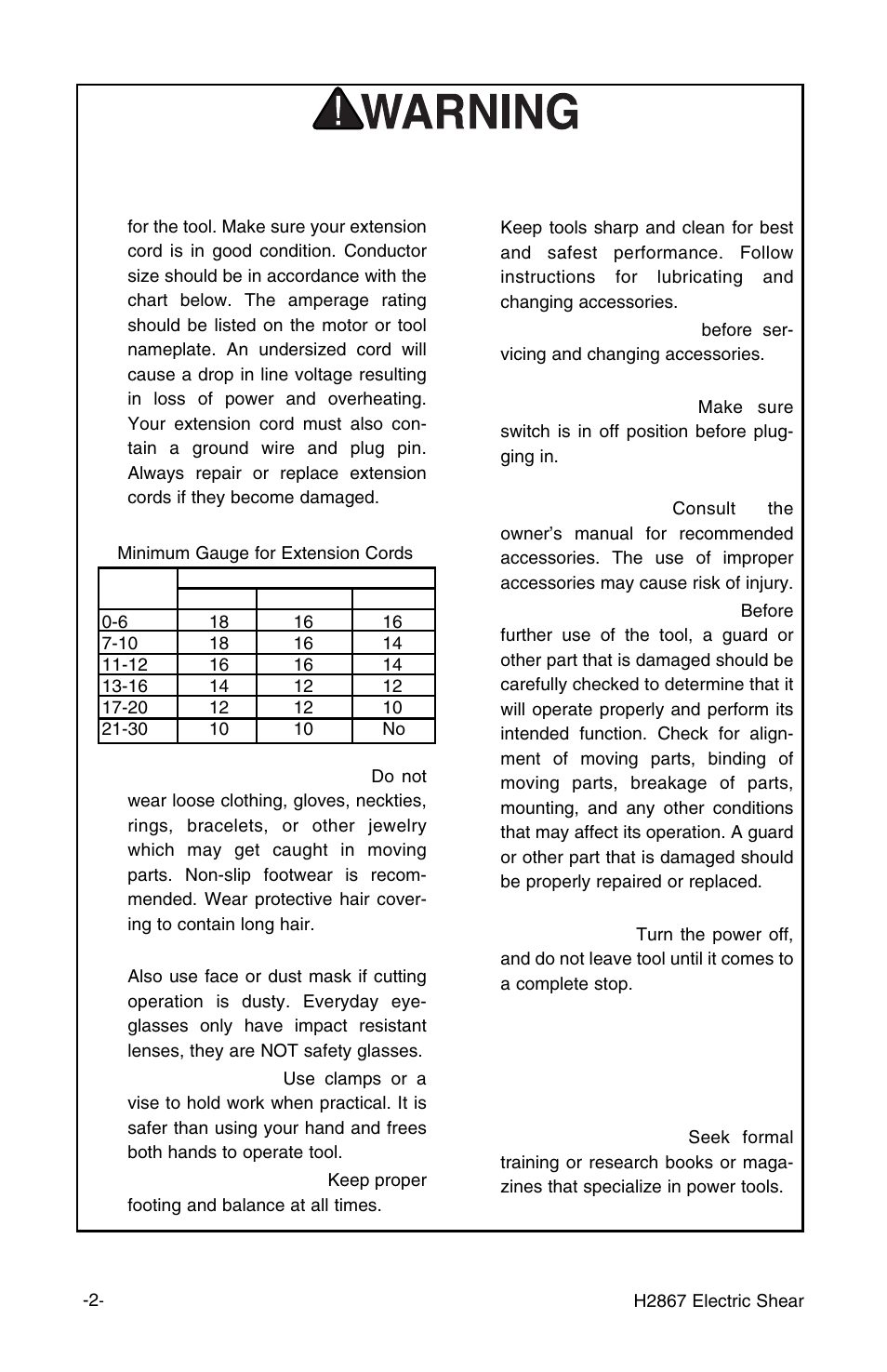 Safety instructions for power tools | Grizzly H2867 User Manual | Page 4 / 12