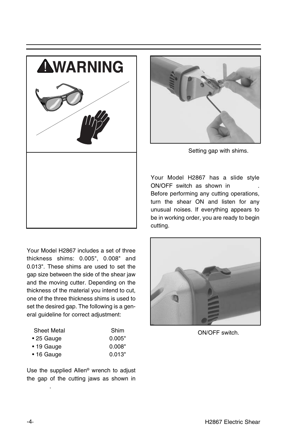 Operation, Adjustments, Test run | Grizzly H2867 User Manual | Page 6 / 12
