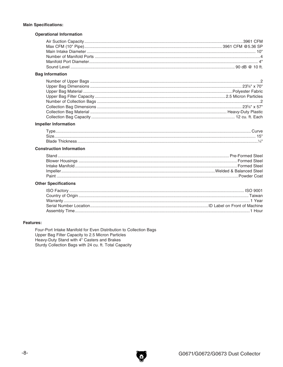 Grizzly G0673 User Manual | Page 10 / 56