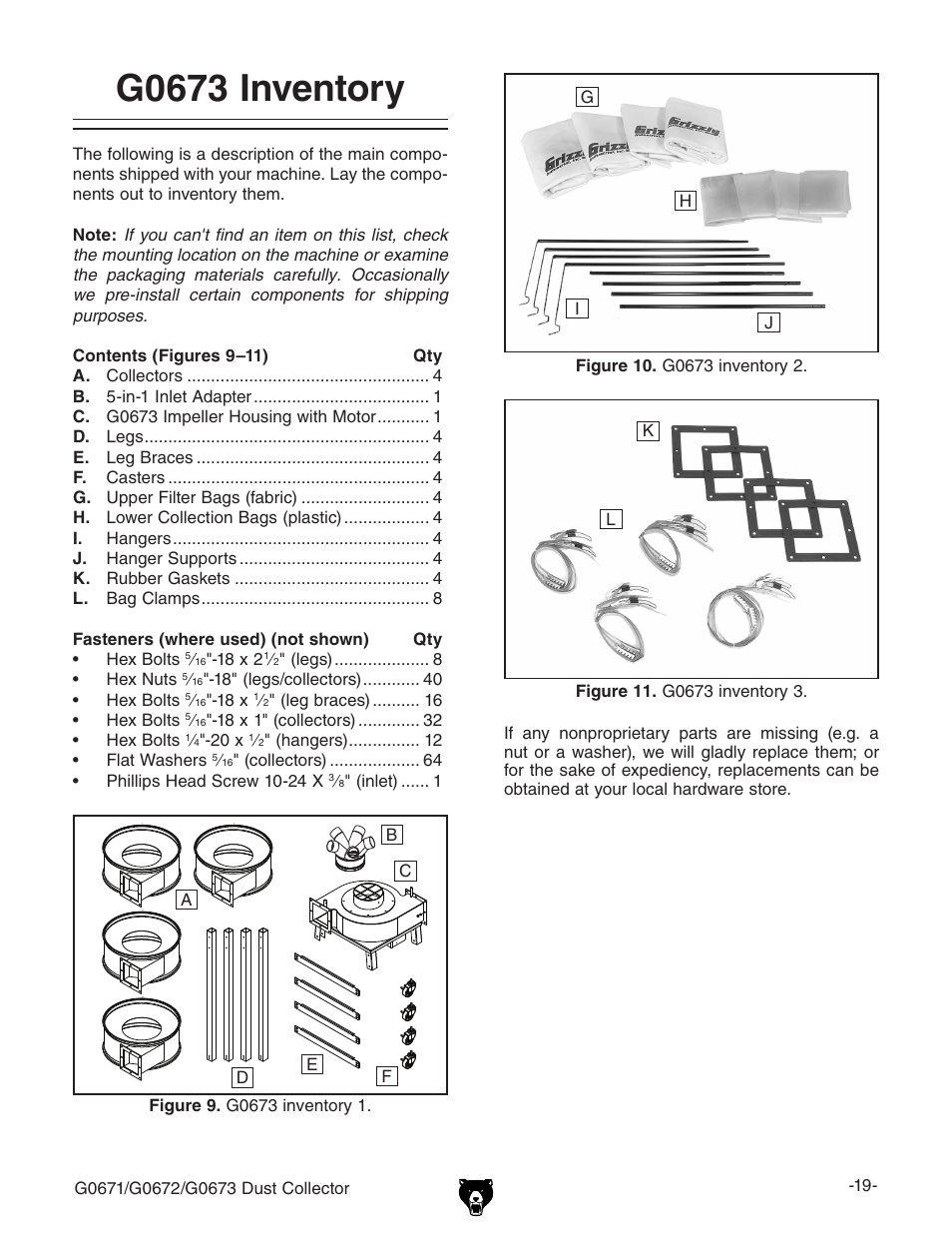 G0673 inventory | Grizzly G0673 User Manual | Page 21 / 56