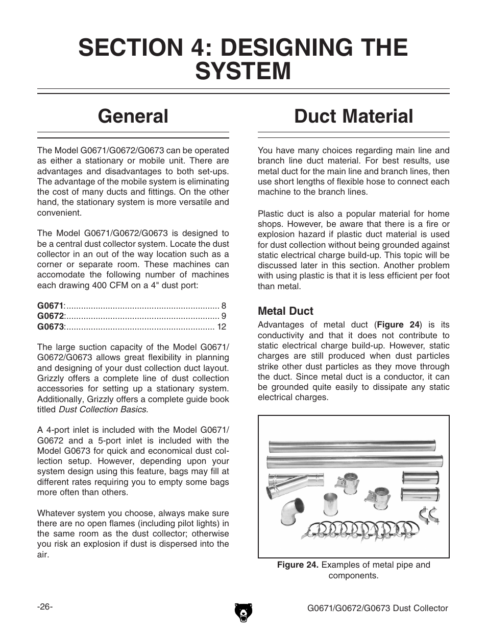 Duct material general | Grizzly G0673 User Manual | Page 28 / 56