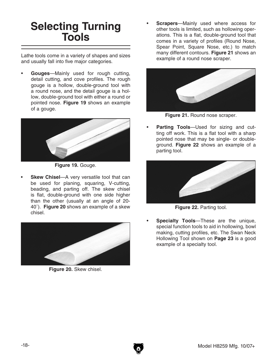 Selecting turning tools | Grizzly 10" x 18" benchtop lathe H8259 User Manual | Page 20 / 36