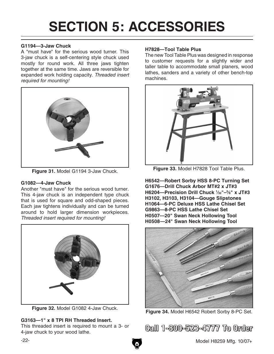 Grizzly 10" x 18" benchtop lathe H8259 User Manual | Page 24 / 36