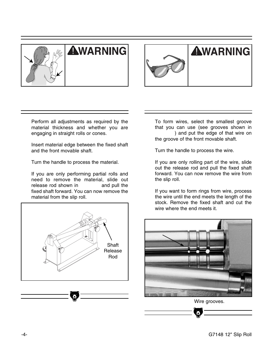 Using the slip roll, Forming wires | Grizzly 12" Slip Roll G7148 User Manual | Page 6 / 12