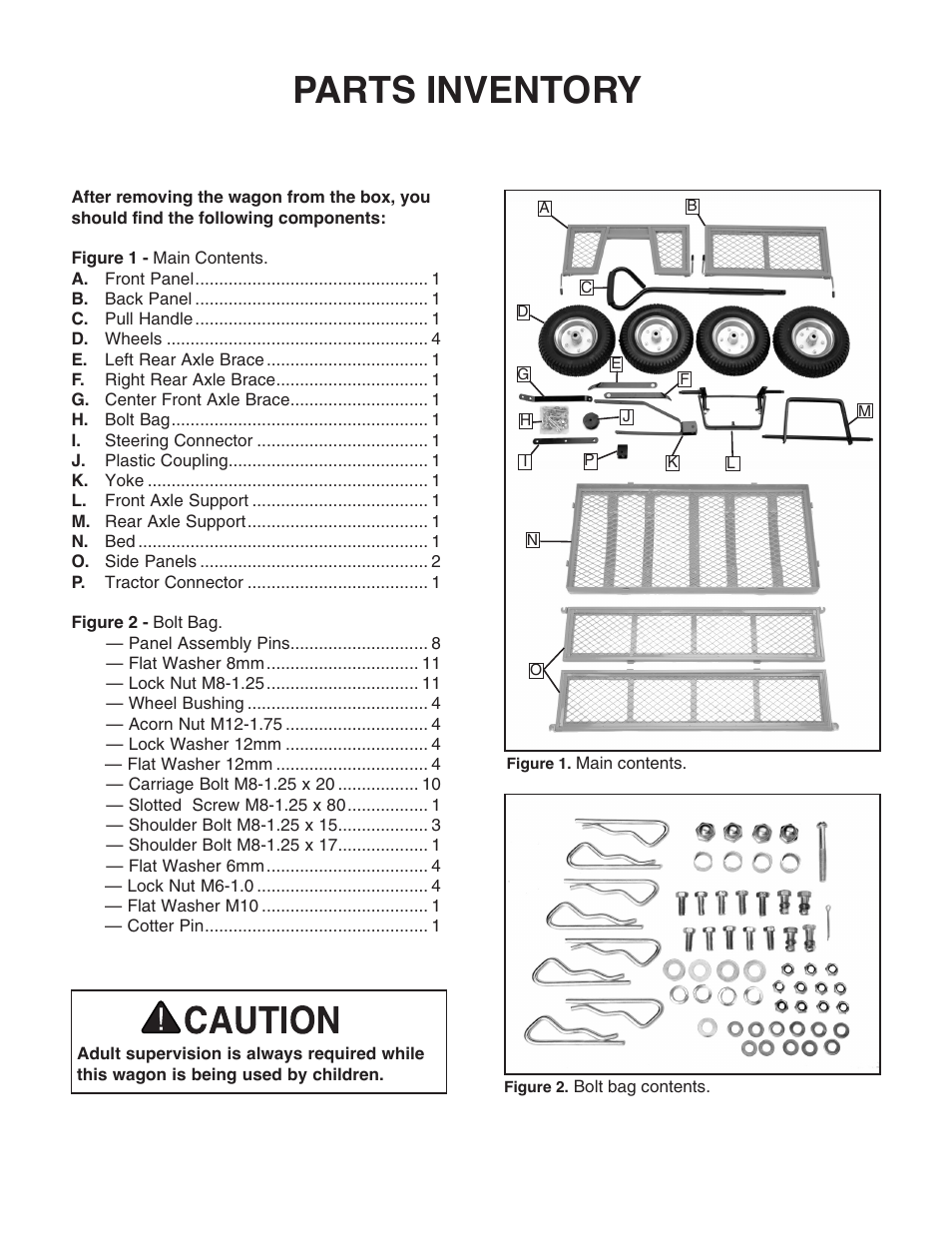 Parts inventory | Grizzly Folding Sides Garden Wagon H0771 User Manual | Page 2 / 4