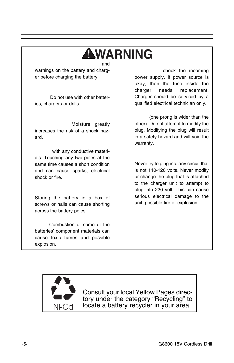 Charging safety | Grizzly G8600 User Manual | Page 5 / 13