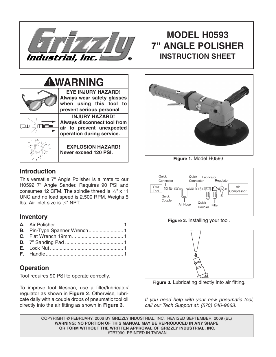 Grizzly 7" Angle Polisher H0593 User Manual | 2 pages