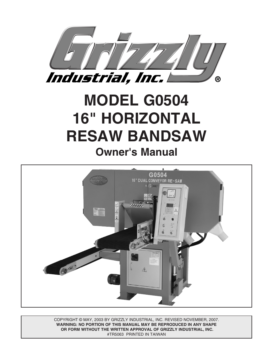 Grizzly G0504 User Manual | 72 pages