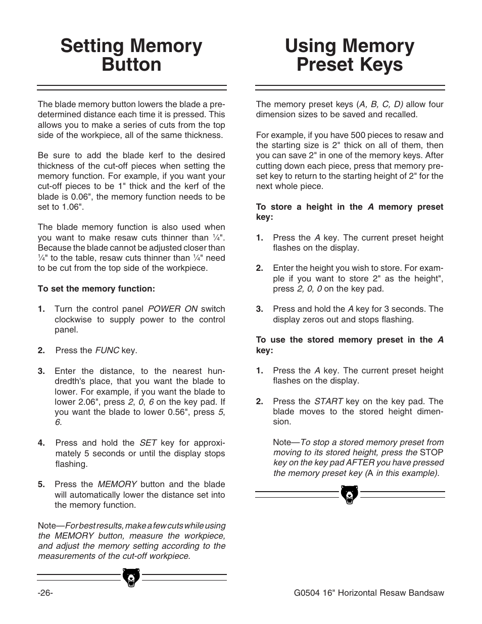 Grizzly G0504 User Manual | Page 28 / 72