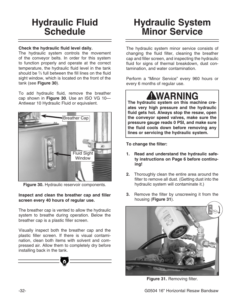 Grizzly G0504 User Manual | Page 34 / 72