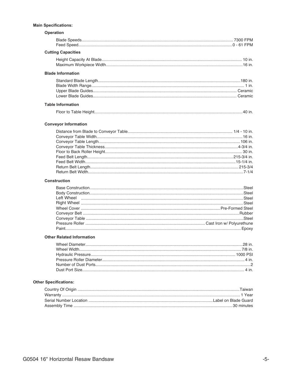 Grizzly G0504 User Manual | Page 7 / 72