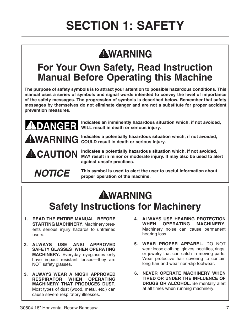 Grizzly G0504 User Manual | Page 9 / 72