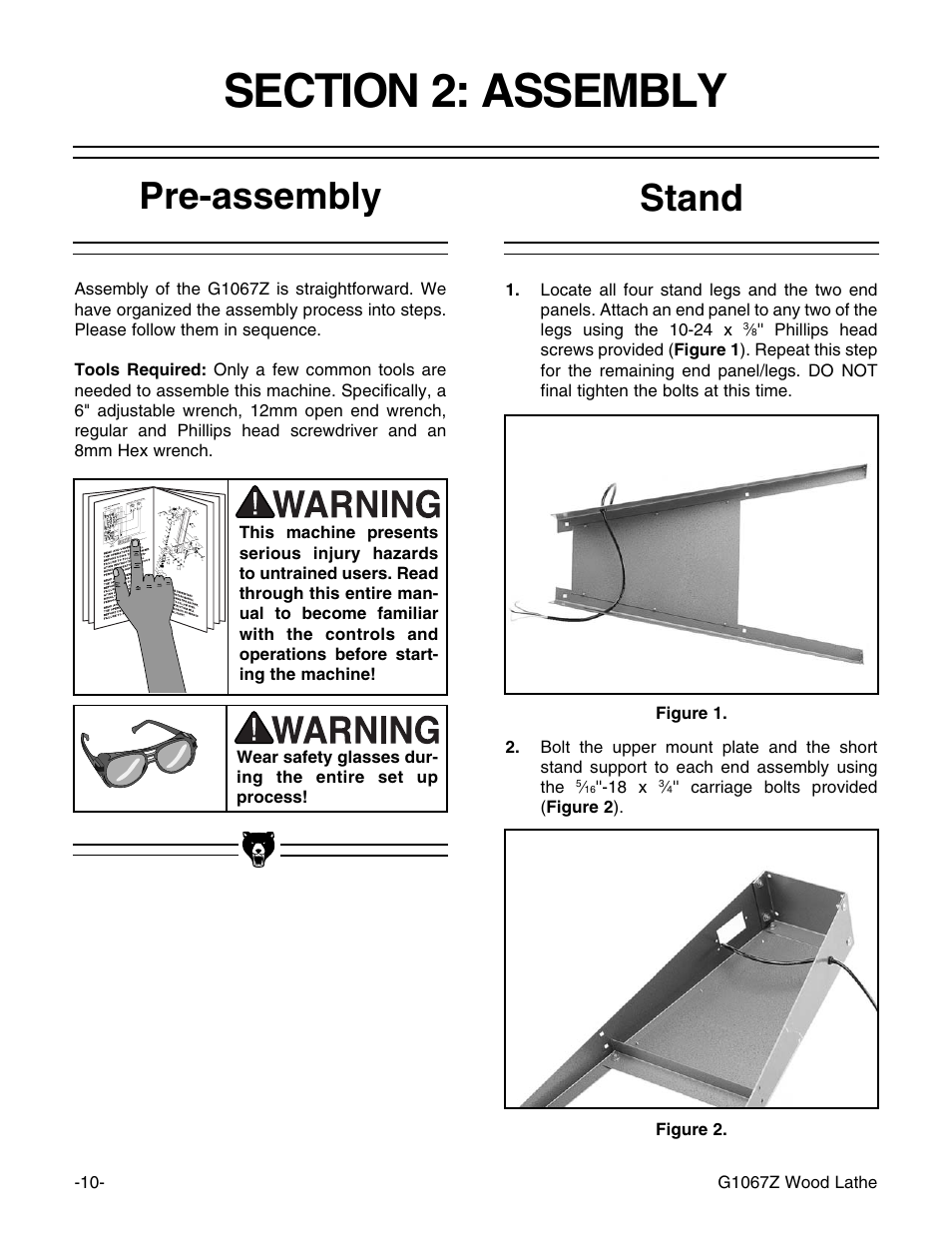 Stand pre-assembly | Grizzly G1067Z User Manual | Page 12 / 31