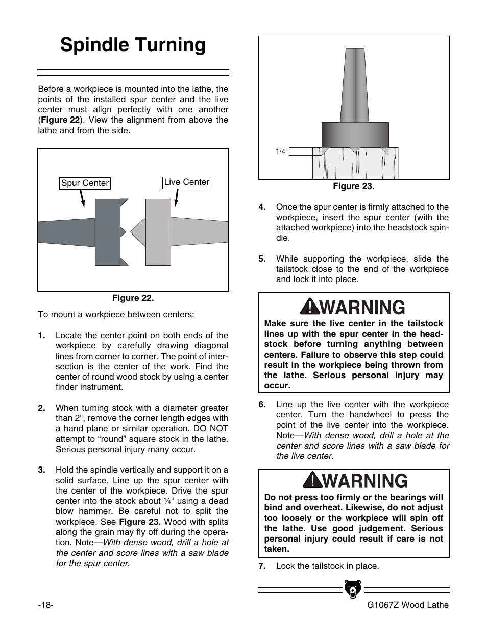 Spindle turning | Grizzly G1067Z User Manual | Page 20 / 31