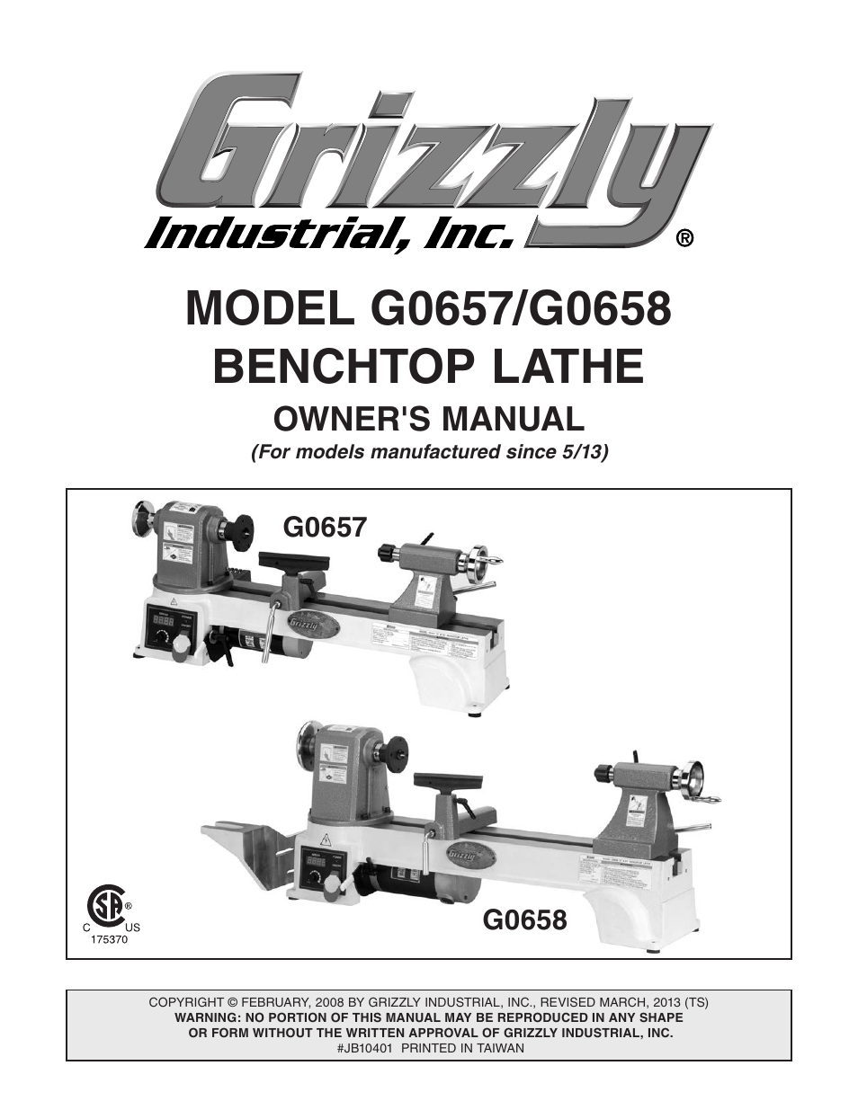 Grizzly G0658 User Manual | 52 pages