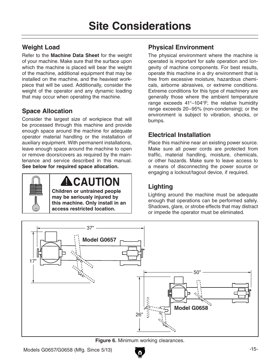 Site considerations | Grizzly G0658 User Manual | Page 17 / 52