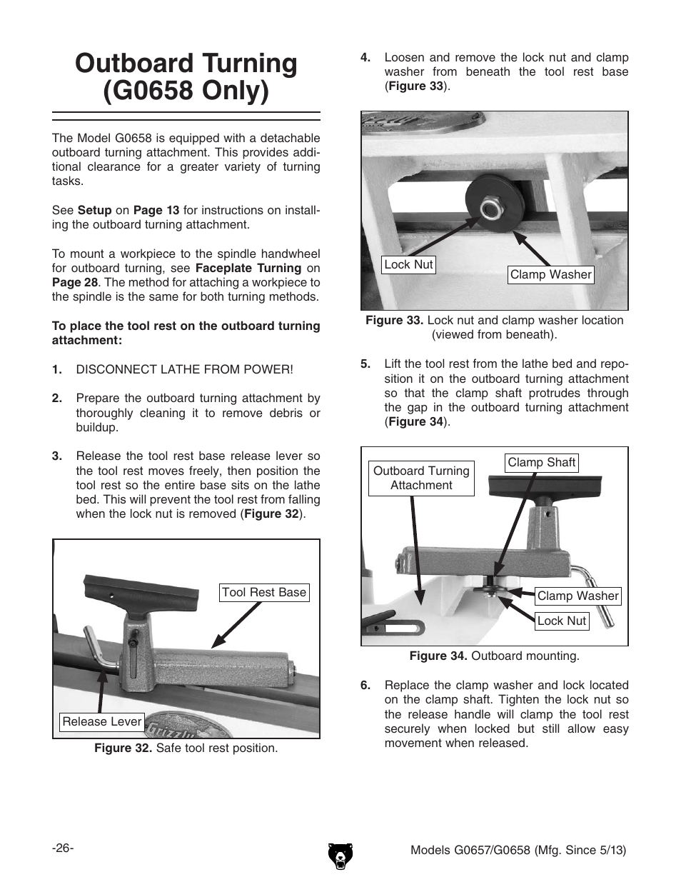 Outboard turning (g0658 only) | Grizzly G0658 User Manual | Page 28 / 52