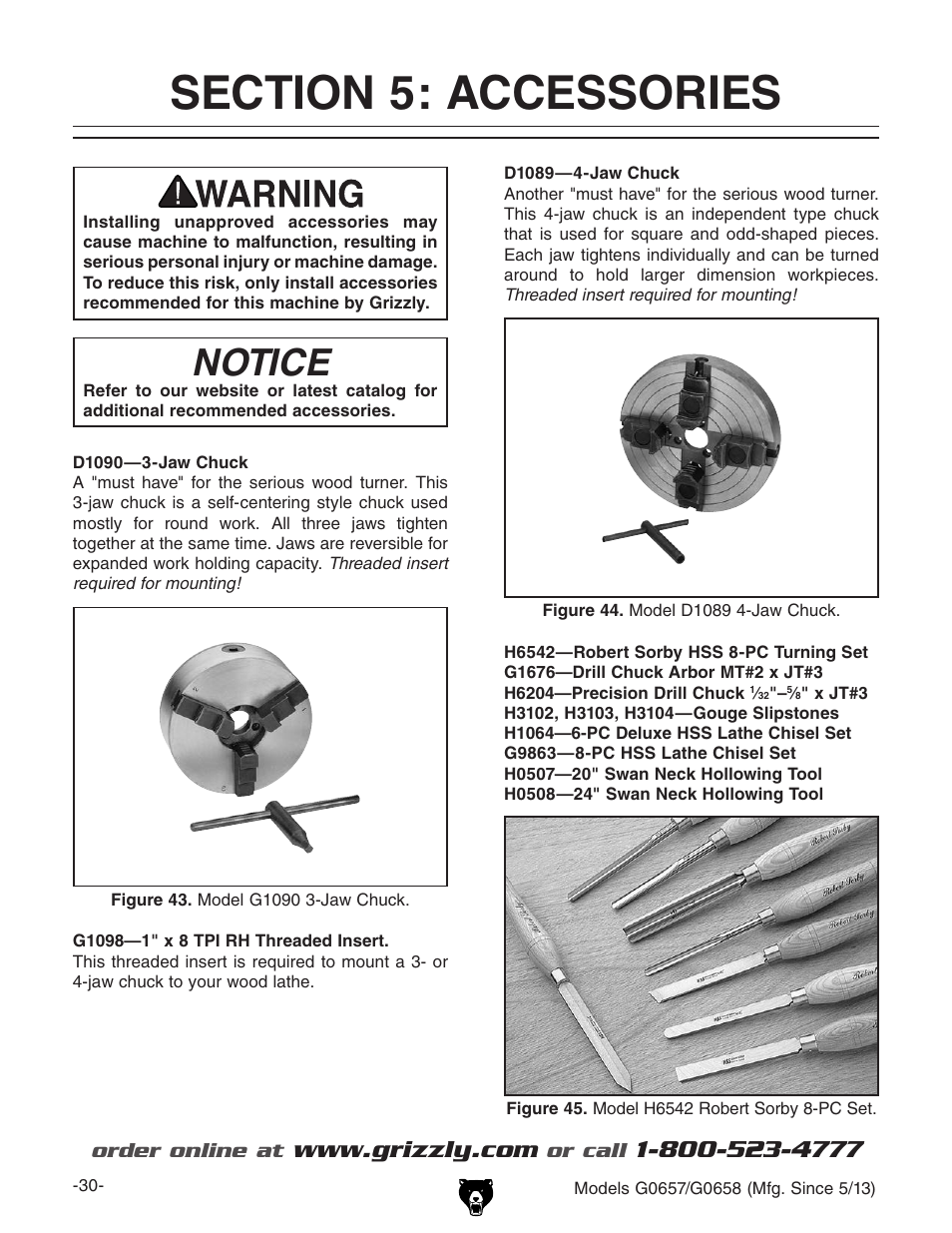 Notice | Grizzly G0658 User Manual | Page 32 / 52