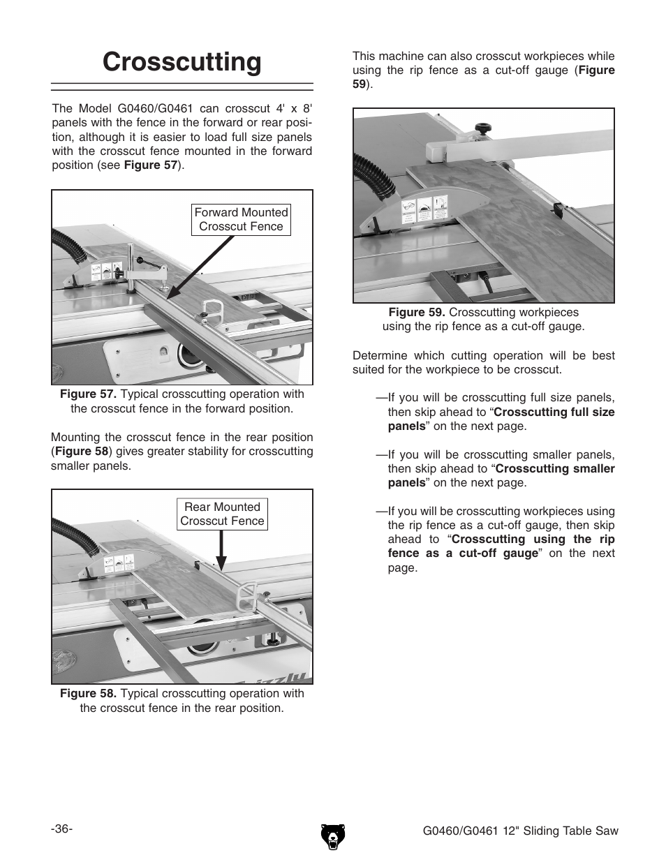 Crosscutting | Grizzly G0461 User Manual | Page 38 / 72