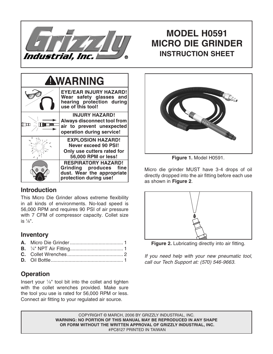 Grizzly Die H0591 User Manual | 2 pages