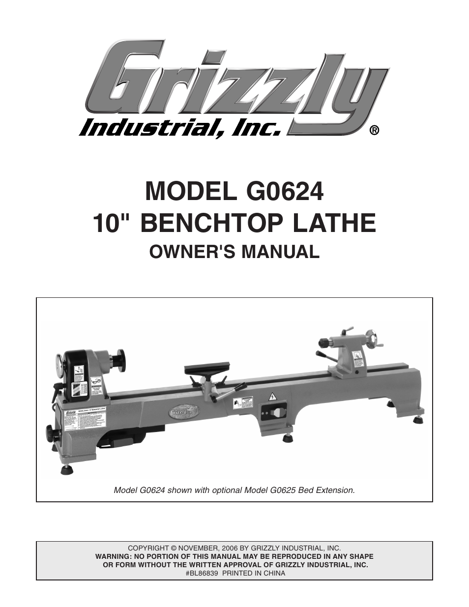 Grizzly G0624 User Manual | 36 pages