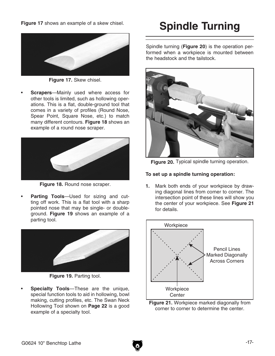 Spindle turning | Grizzly G0624 User Manual | Page 19 / 36