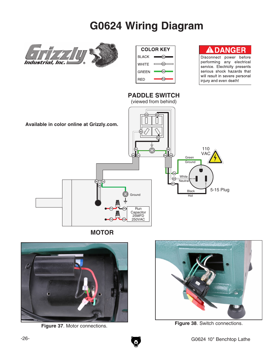 G0624 wiring diagram | Grizzly G0624 User Manual | Page 28 / 36