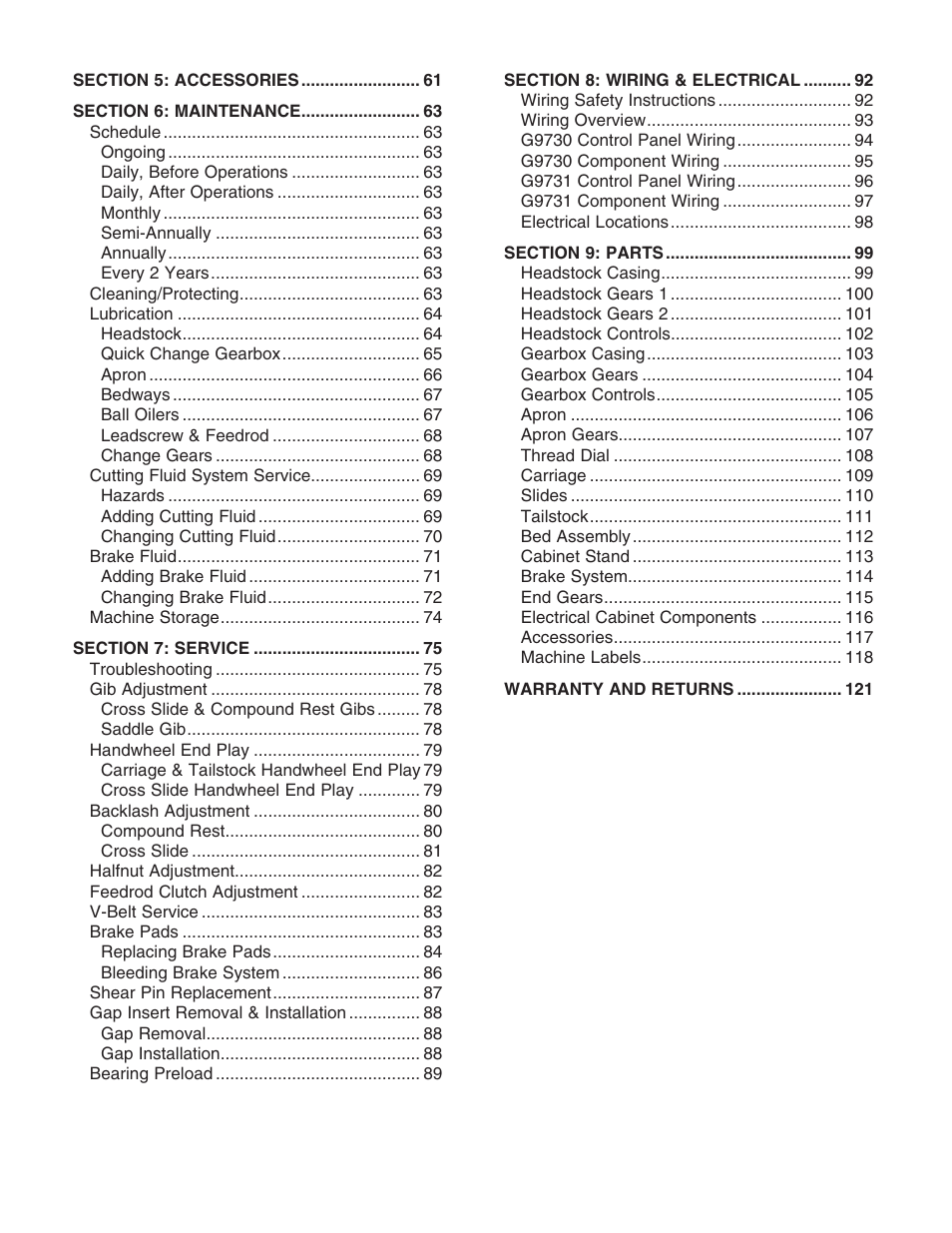 Grizzly G9731 User Manual | Page 10 / 130