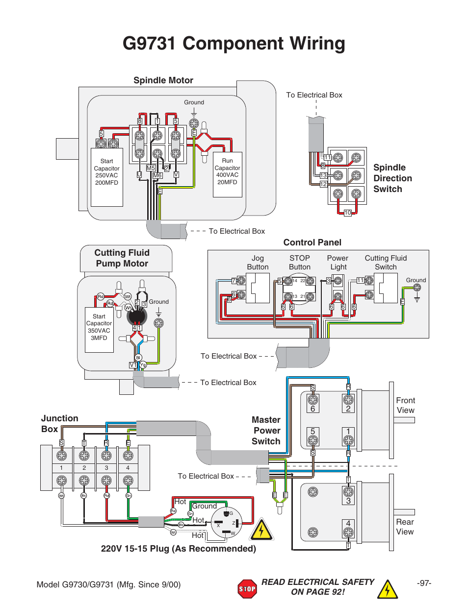 G9731 component wiring | Grizzly G9731 User Manual | Page 105 / 130