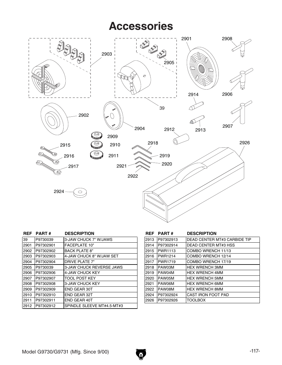 Accessories | Grizzly G9731 User Manual | Page 125 / 130