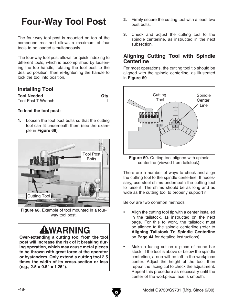 Four-way tool post | Grizzly G9731 User Manual | Page 56 / 130