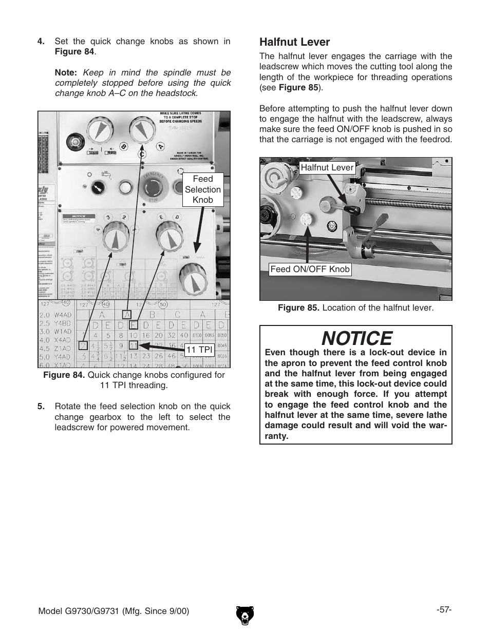 Notice | Grizzly G9731 User Manual | Page 65 / 130