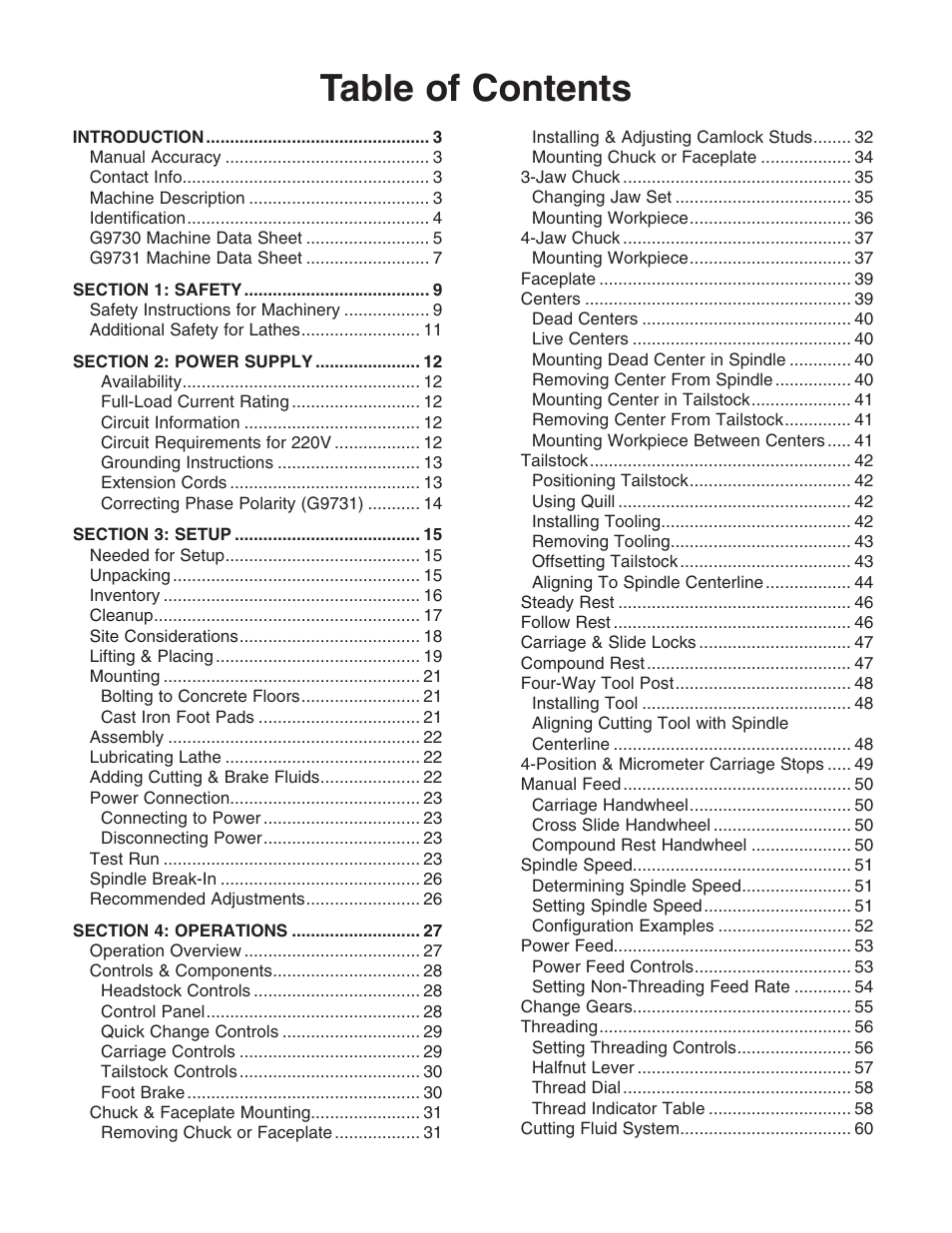 Grizzly G9731 User Manual | Page 9 / 130