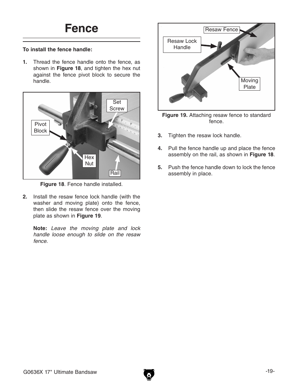 Fence | Grizzly G0636X User Manual | Page 21 / 64