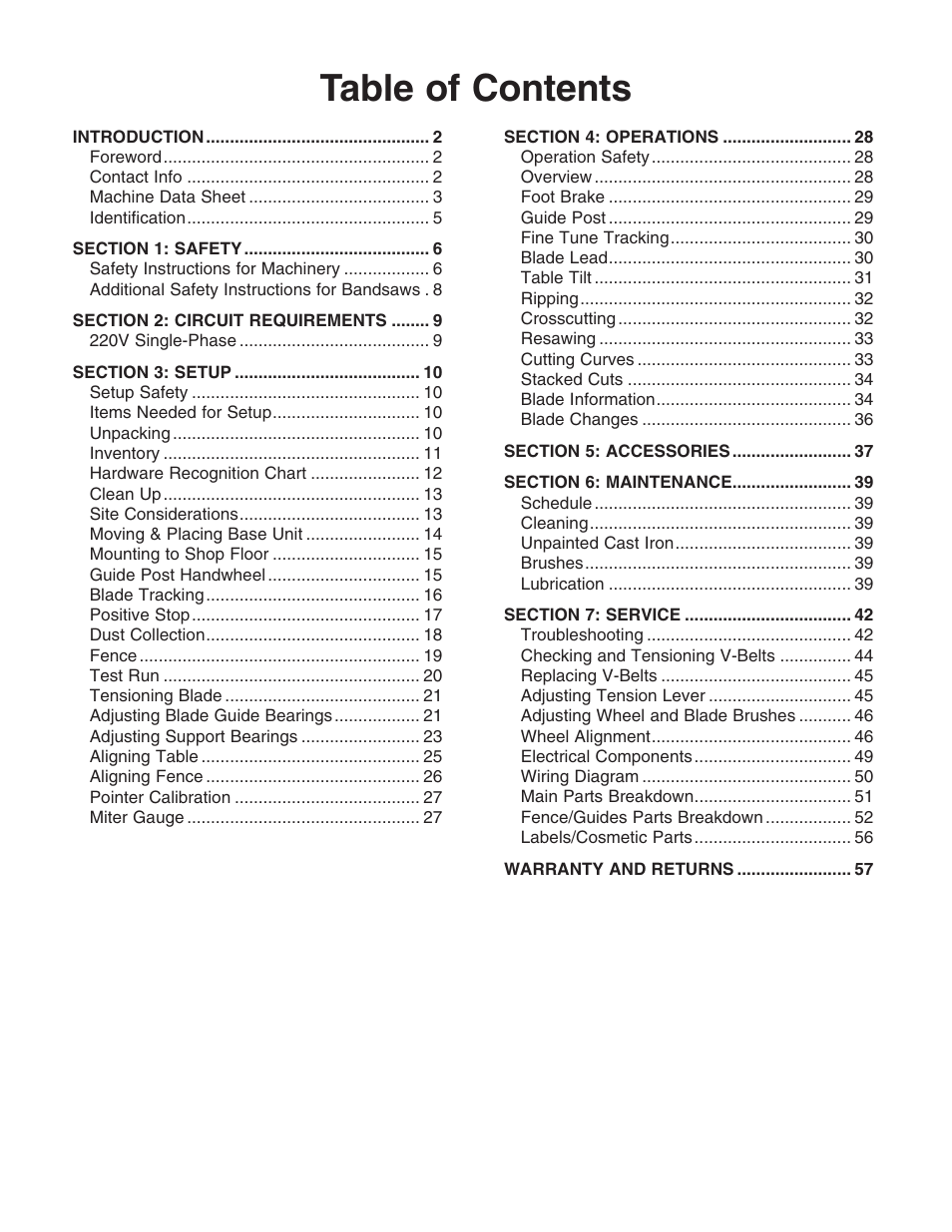 Grizzly G0636X User Manual | Page 3 / 64