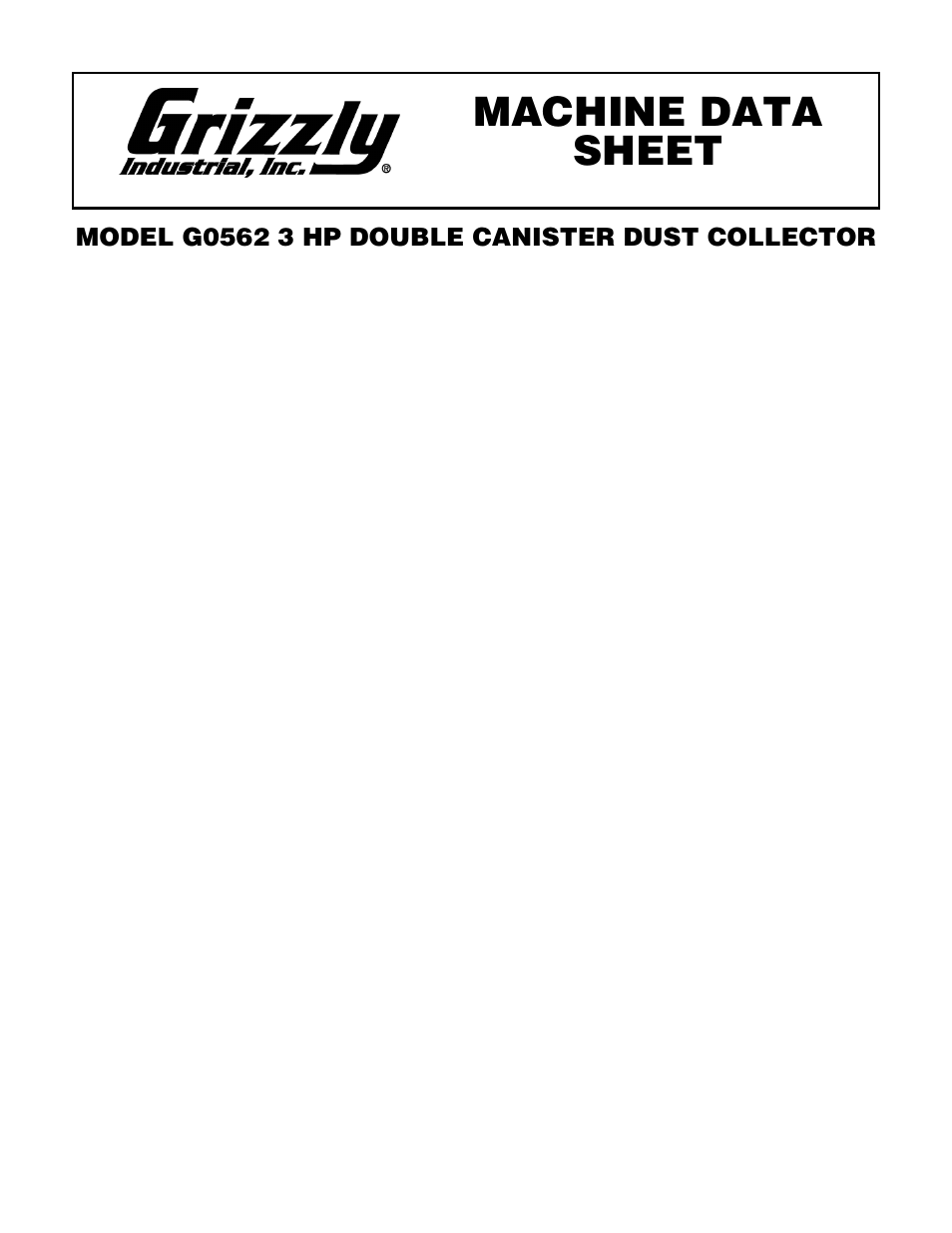 Grizzly G0562 User Manual | 2 pages