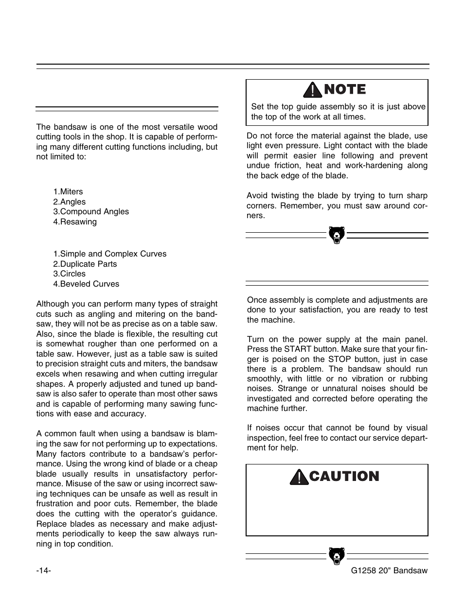 Overview test run | Grizzly G1258 User Manual | Page 16 / 26
