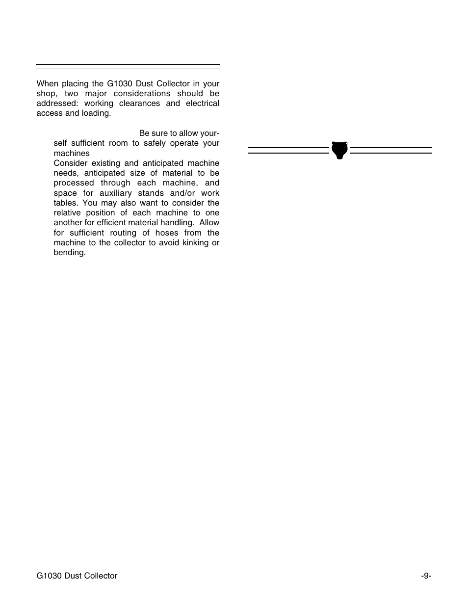 Site considerations | Grizzly G1030 User Manual | Page 11 / 26