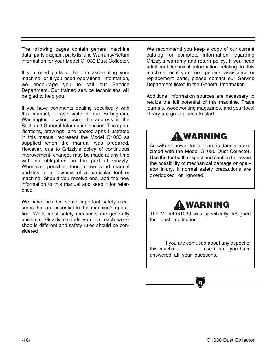 Grizzly G1030 User Manual | Page 20 / 26