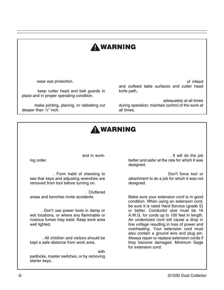 Safety instructions for power tools | Grizzly G1030 User Manual | Page 4 / 26