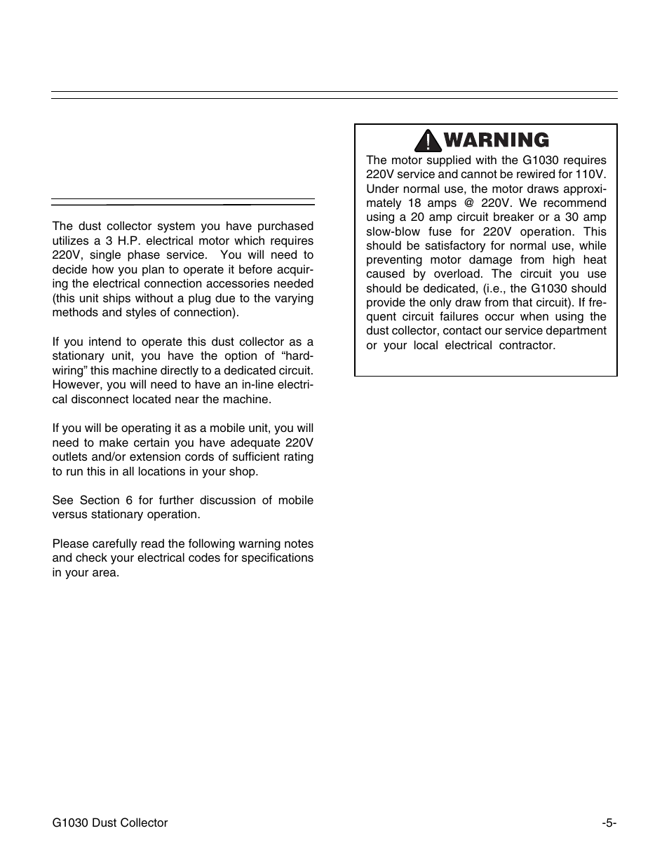 Connection to power supply | Grizzly G1030 User Manual | Page 7 / 26