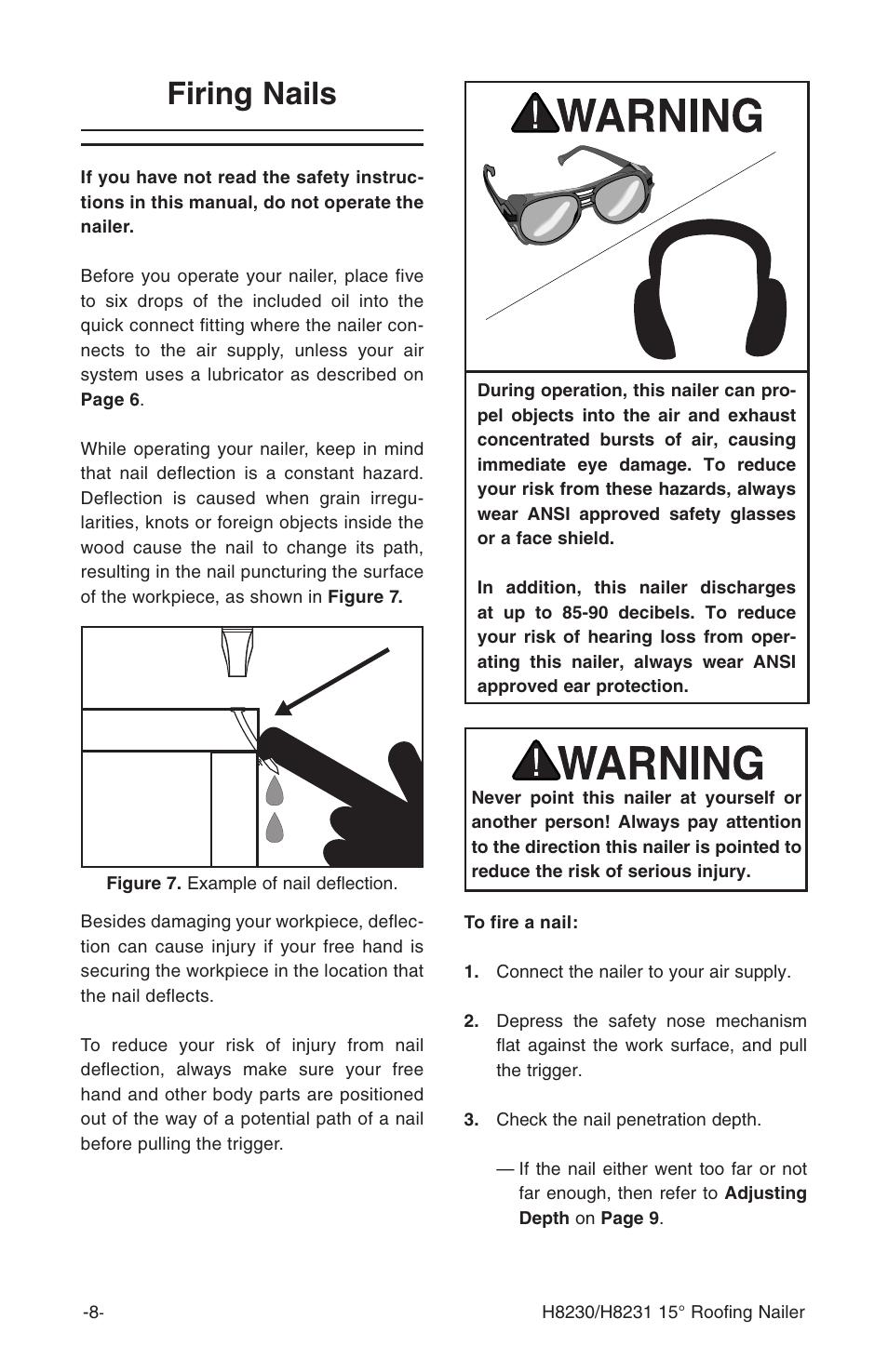 Firing nails | Grizzly H8230 User Manual | Page 10 / 20