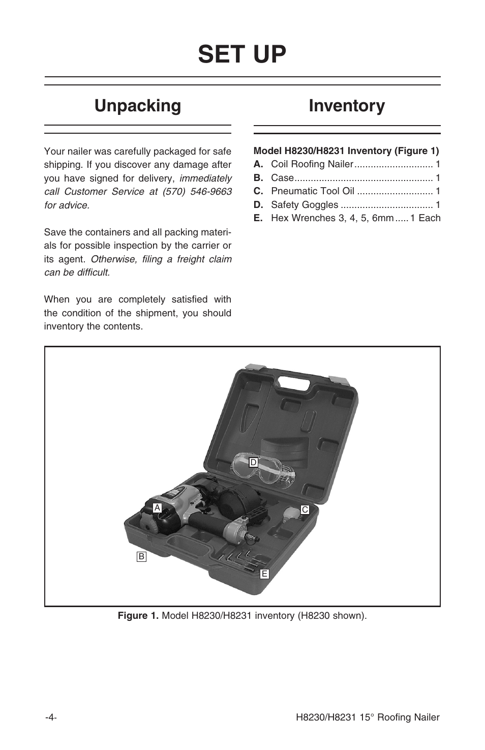 Set up, Inventory, Unpacking | Grizzly H8230 User Manual | Page 6 / 20