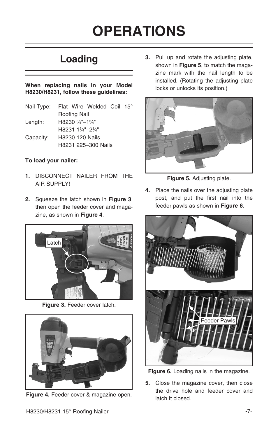 Operations, Loading | Grizzly H8230 User Manual | Page 9 / 20