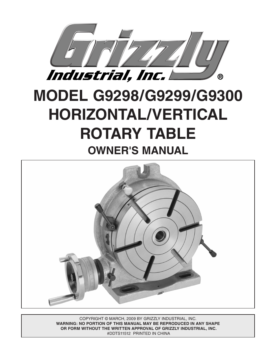 Grizzly Horizontal/Vertical Rotary Table G9298 User Manual | 24 pages