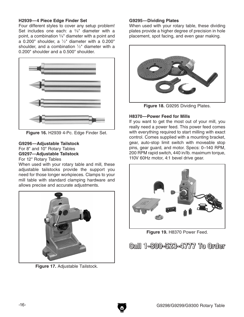 Grizzly Horizontal/Vertical Rotary Table G9298 User Manual | Page 18 / 24