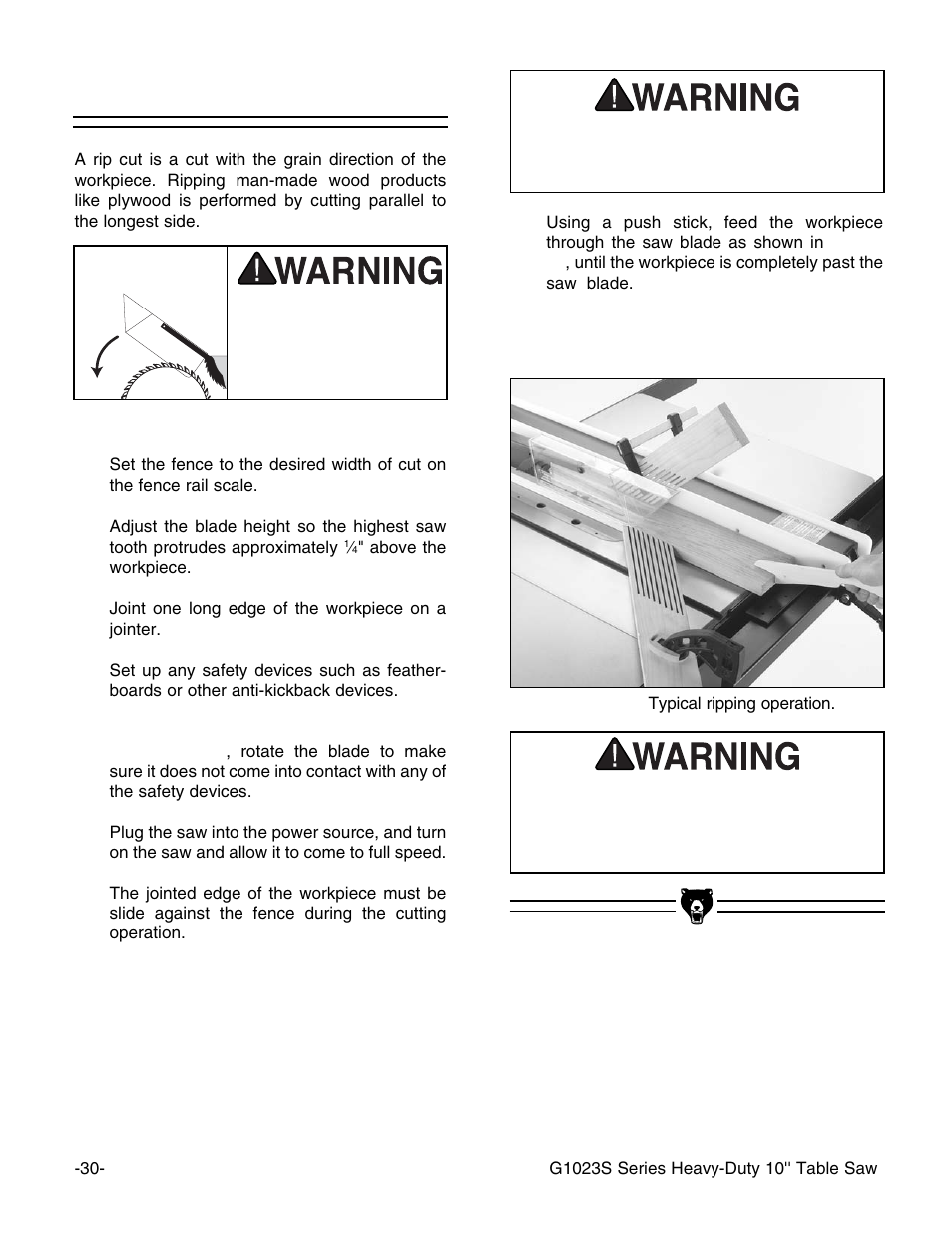 Ripping | Grizzly G1023S User Manual | Page 33 / 60