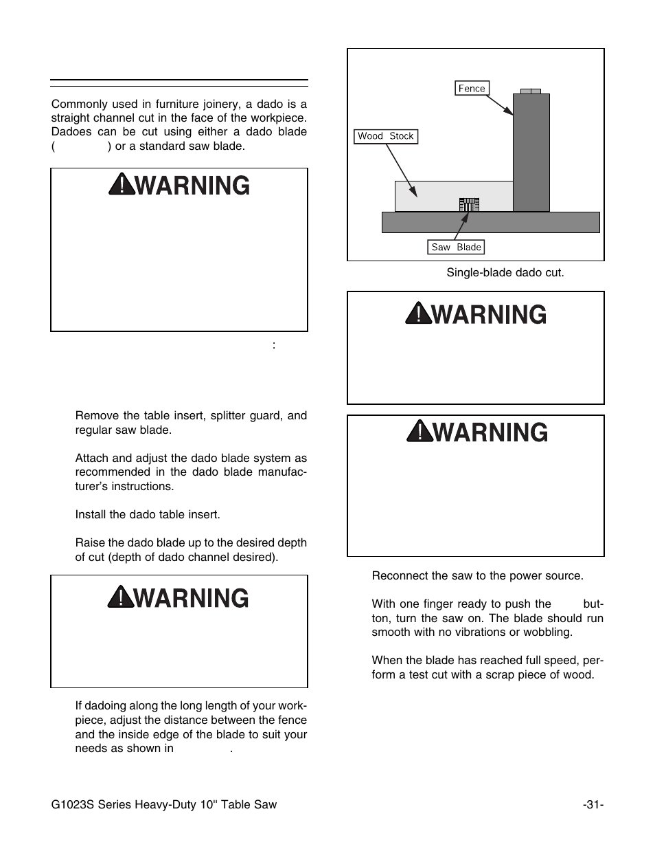Dado cutting | Grizzly G1023S User Manual | Page 34 / 60