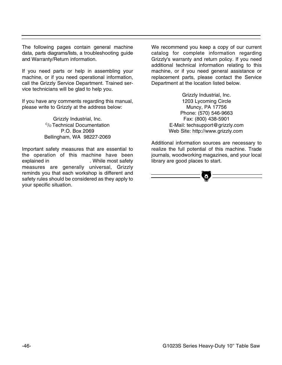 Grizzly G1023S User Manual | Page 49 / 60