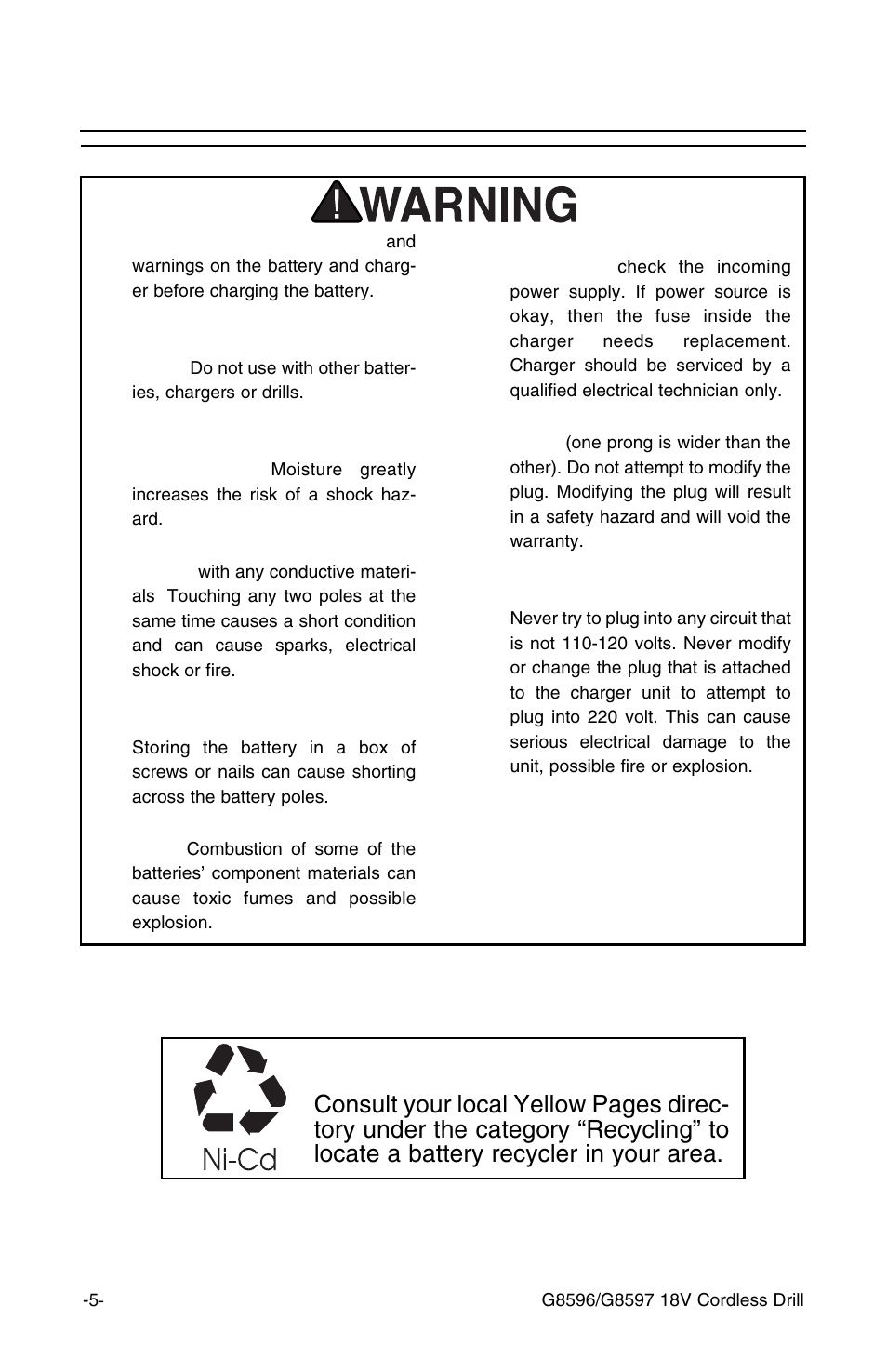Charging safety | Grizzly G8597 1 /2-inch User Manual | Page 5 / 13